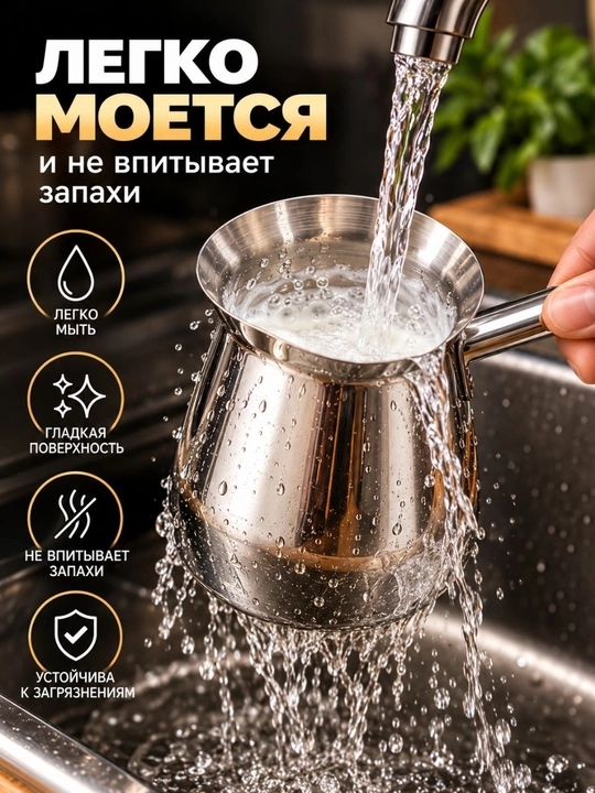 Турка из нержавеющей стали 600 мл для кофе, чая и молока, удобная ручка и прочная посуда