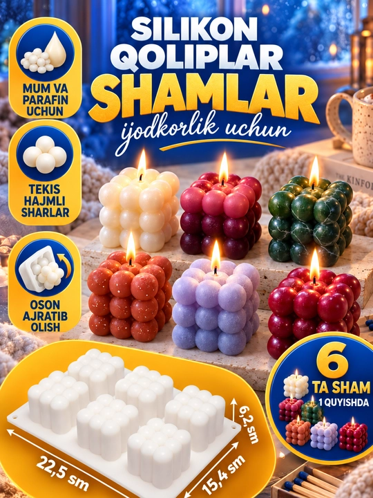 Silikon qolip mum uchun, sham, shamlar tayyorlash uchun mold