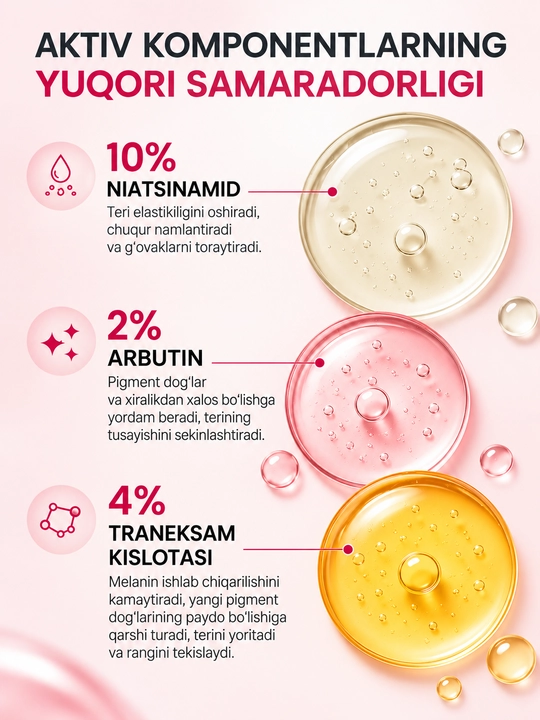 Anua 10+ niacibamid Terini parvarish qilish uchun serum  oqartiruvchi, 30 ml