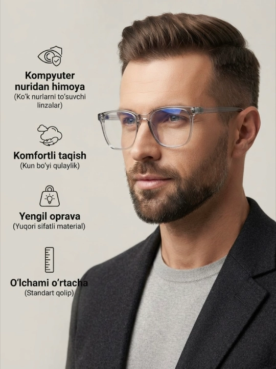 Erkaklar va ayollar uchun kompyuter ko'zoynaklari, ko'k nurdan himoya qiluvchi - 