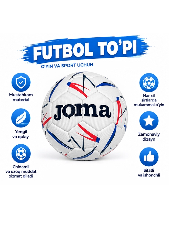 Joma futbol to‘pi, o‘yin va mashg‘ulot uchun, yengil va chidamli sport to‘pi - 