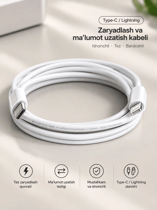 Кабель для IPhone Lightning USB-C Type-C, для быстрой зарядки