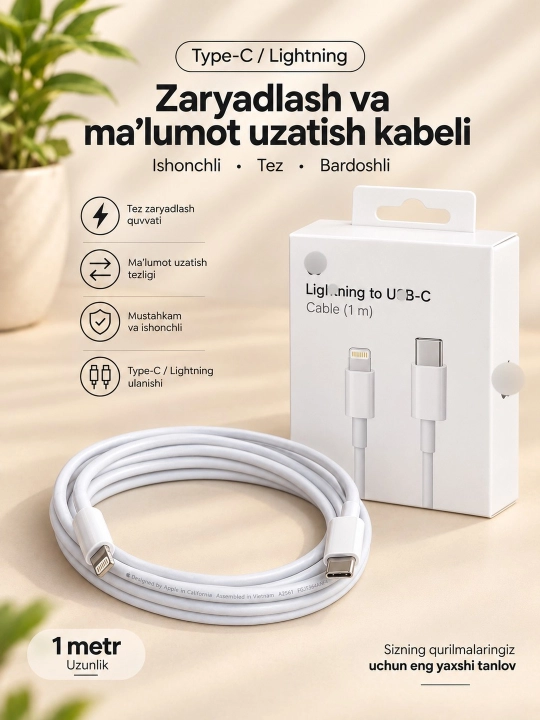 Кабель для IPhone Lightning USB-C Type-C, для быстрой зарядки