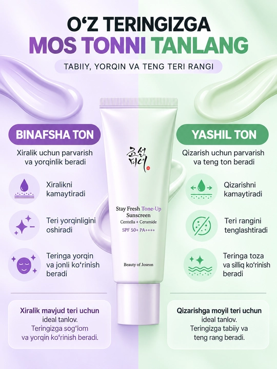 Ton beruvchi spf krem Beauty of Joseon Stay Fresh Tone-Up Sunscreen