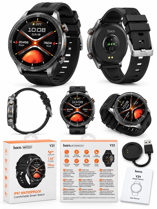 HOCO Y31 — умные часы с Bluetooth-звонками, HD 1.46", Smart Watch для Android/iOS