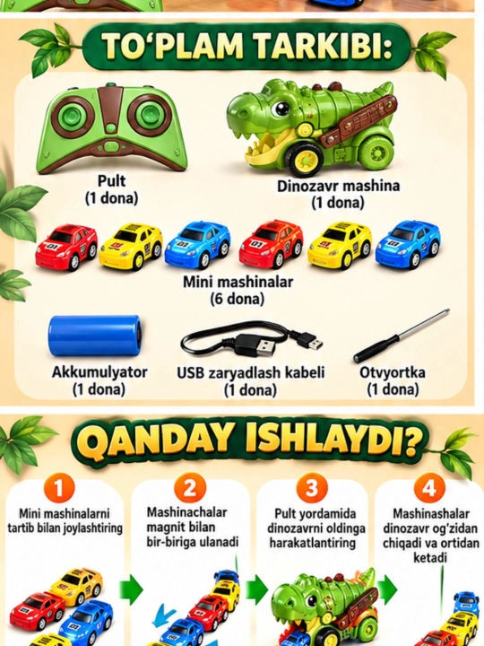 Magnitli ilon, RC ilon o‘yinchoq, masofadan boshqariladigan ilon, magnitli o‘yinchoq