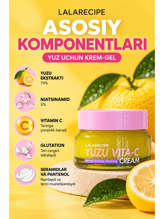Oziqlantiruvchi yuz krem-geli, yuzu va C vitamini bilan, Yuzu Vita-C Cream