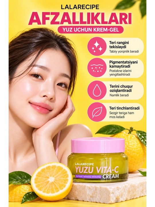 Oziqlantiruvchi yuz krem-geli, yuzu va C vitamini bilan, Yuzu Vita-C Cream