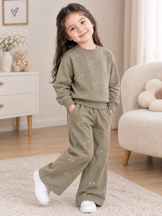 Qiz bolalar uchun sport kostyumi,svitshot va shim, oʻlchami S-2Xl
