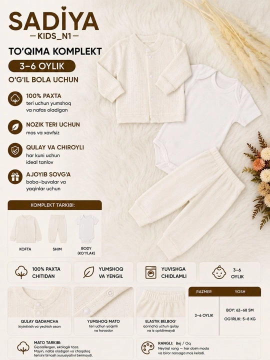 Комплект одежды для новорожденных, кофта, ползунки и шапка, мягкая детская одежда - 