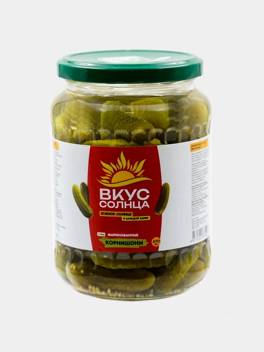 "Quyosh ta’mi" 1-4 sm kornishonlari, 670 ml - 