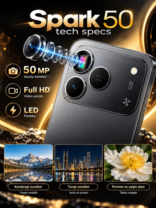 TECNO SPARK 50 — Большой 6.78" IPS LCD 120 Гц