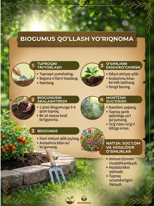 Biogumus, organik gumus, eko o‘g‘it, vermikompost, chuvalchangsimon gumus, bio o‘g‘it