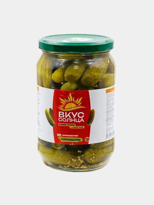 "Quyosh ta’mi" 3-6 sm kornishonlari, 720 ml - 