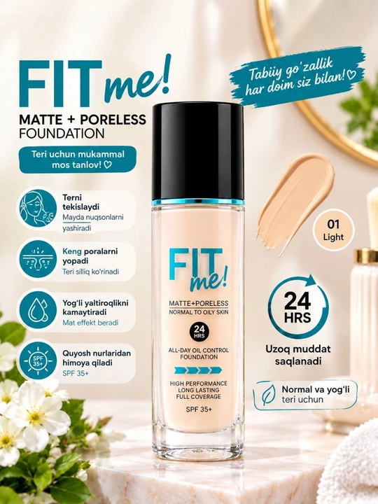 Тональный крем Maybelline Fit Me Matte + Poreless, для нормальной и жирной кожи