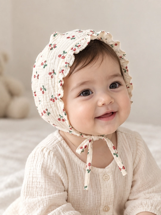 Bolalar va chaqaloqlar uchun paxta va muslin matodan bahorgi, kuzgi qalpoqcha, chepchik