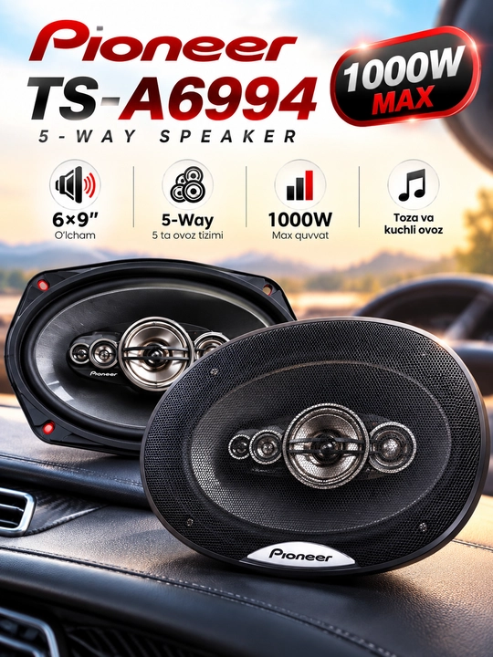 Колонки Pioneer TS-A6994, 6×9", 1000W, 5-Way - 