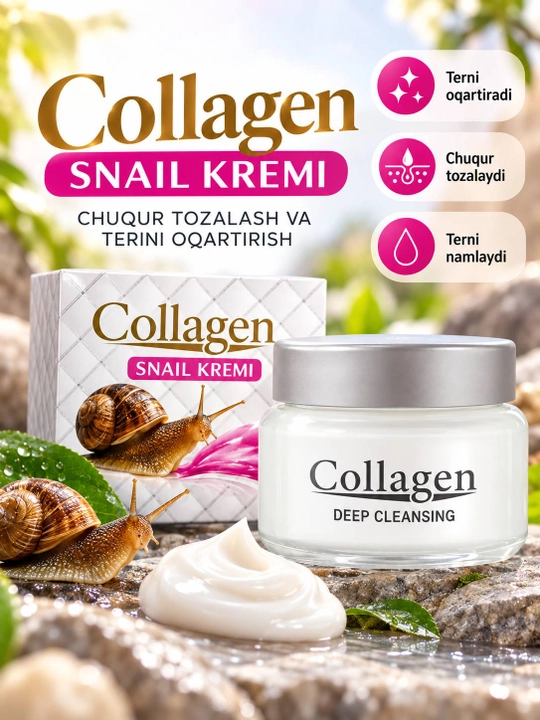 Krem yuz uchun collagenli, oqartiruvchi, aknega va qarishga qarshi, 4 tasi 1 da, 80 g - 