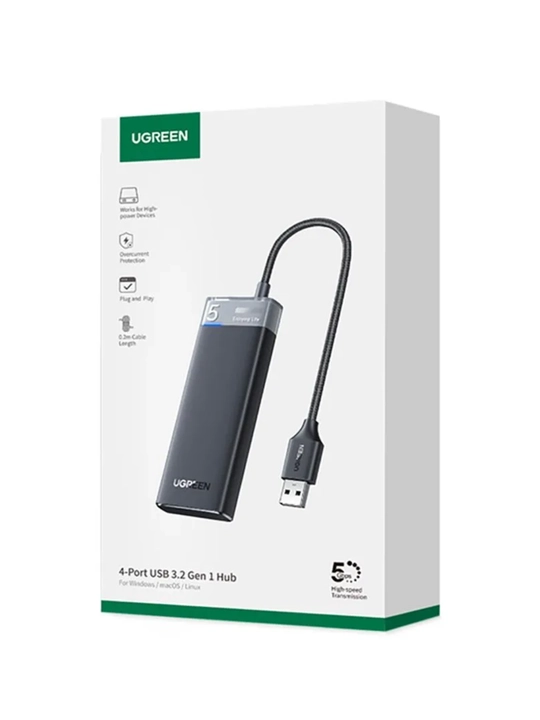 UGREEN 4 portli USB-A Hub 4xUSB-A 3.2 5Gbit/s CM653 15548