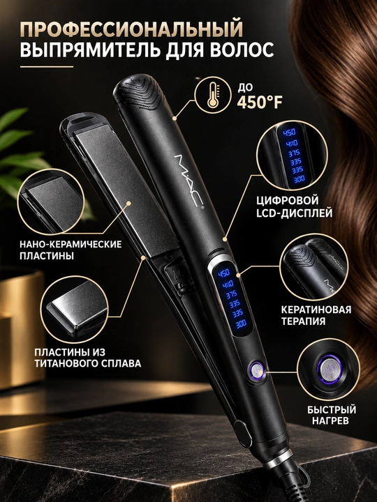 LED displeyli MAC Styler MC-3082 professional soch to‘g‘rilagichi