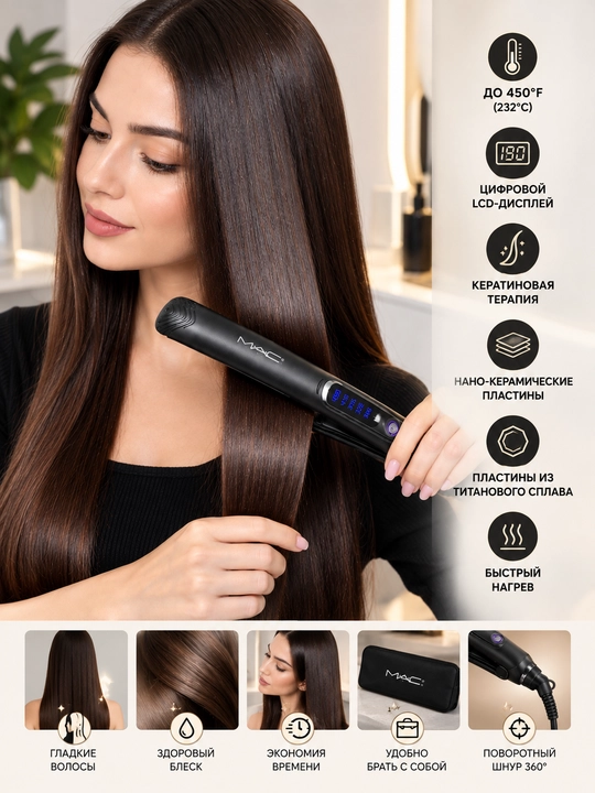 LED displeyli MAC Styler MC-3082 professional soch to‘g‘rilagichi