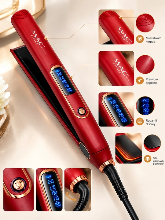 LED displeyli MAC Styler MC-3082 professional soch to‘g‘rilagichi