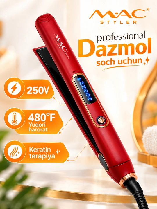LED displeyli MAC Styler MC-3082 professional soch to‘g‘rilagichi