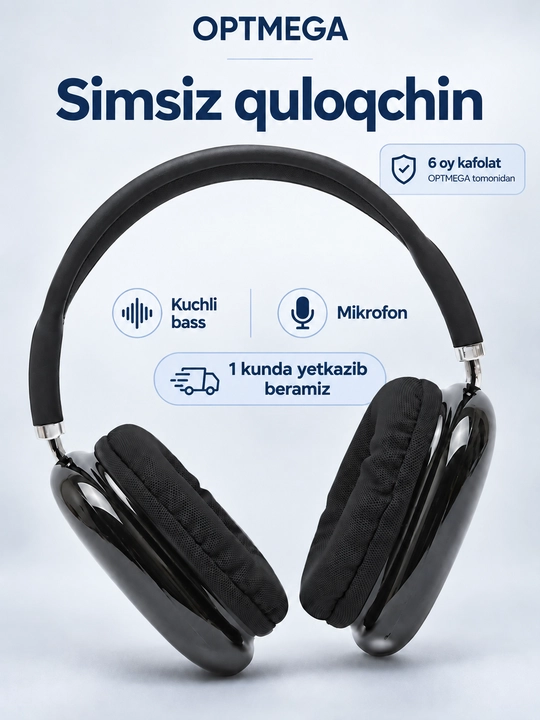 Simsiz Bluetooth quloqchinlar P9, mikrofonli, to'liq o'lchamli