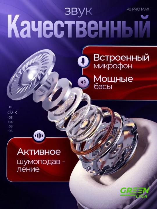 Simsiz Bluetooth quloqchinlar P9, mikrofonli, to'liq o'lchamli