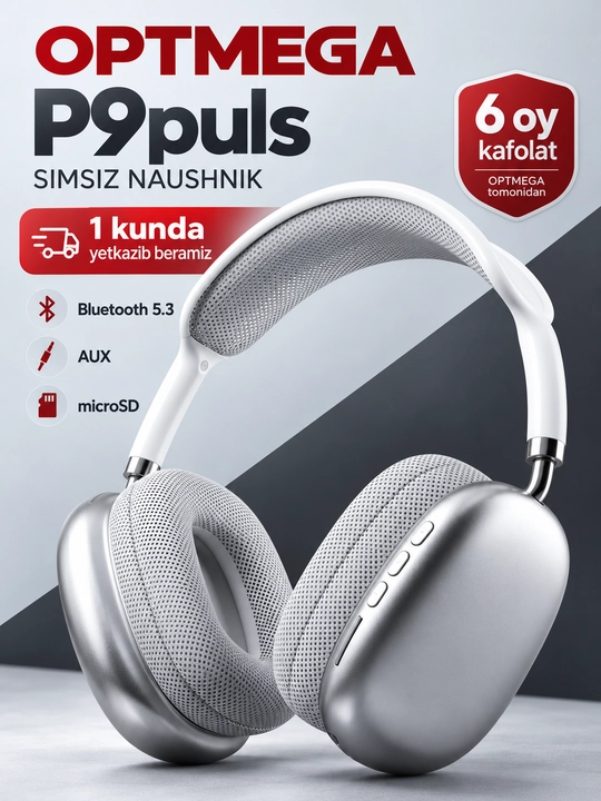 Беспроводные наушники Bluetooth P9 с микрофоном, полноразмерные - 