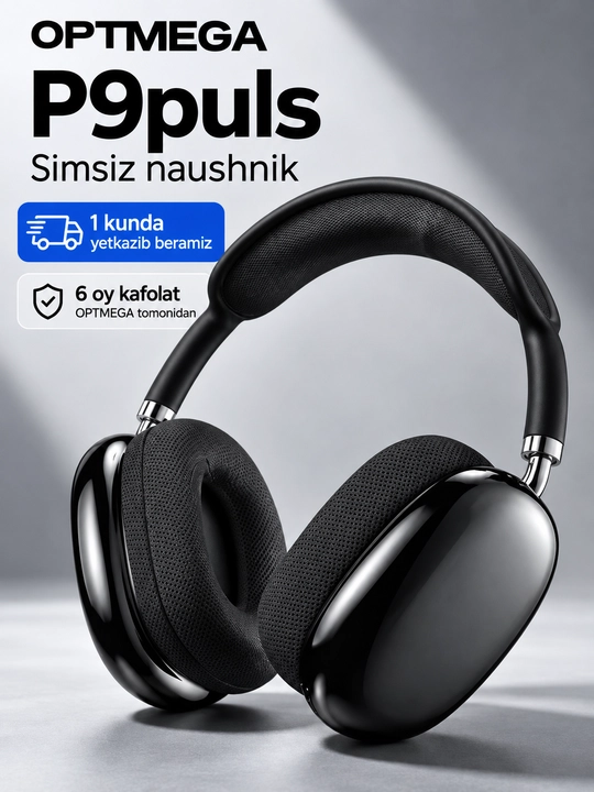 Simsiz Bluetooth quloqchinlar P9, mikrofonli, to'liq o'lchamli - 
