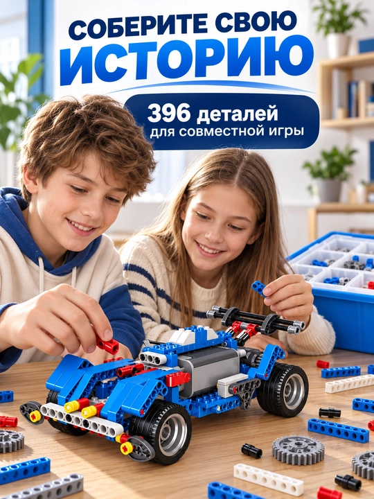Электронный STEM-конструктор по робототехнике, 396 деталей, мотор, 9 моделей