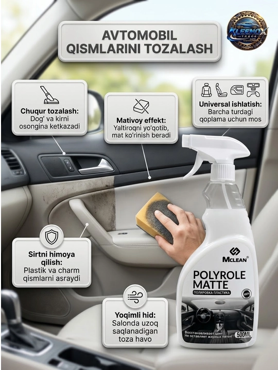 Полироль очиститель салона и пластика авто Mclean Polyrole Matte, матовый эффект, 500 мл