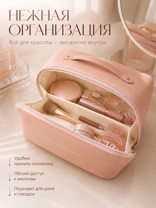 Ekocharmdan ayollar kosmetikasi, kosmetika uchun yo‘l organayzeri, sig‘imli - 