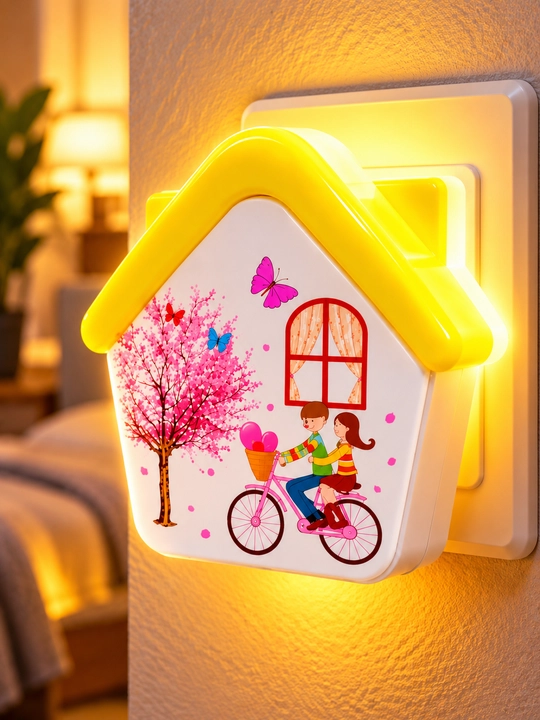 LED ночник с датчиком освещённости, декоративный светильник в форме домика