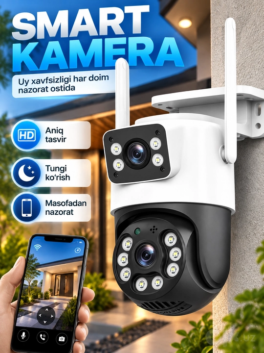 Aqlli Wi-Fi kamera, PTZ kuzatuv kamerasi tashqi kamera Full HD 360 darajali kamera - 