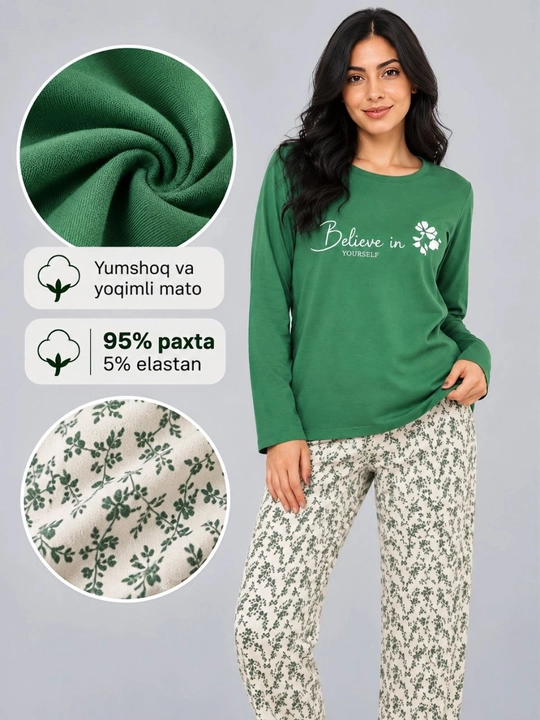 Пижама женская, Турция, хлопок, для дома, M-2XL