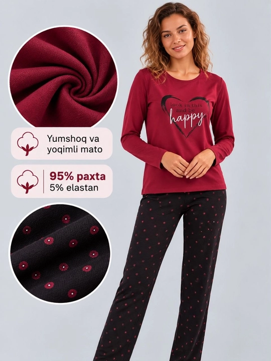 Пижама женская, Турция, хлопок, для дома, M-2XL