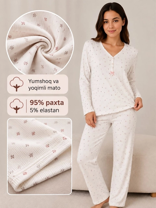 Пижама женская, Турция, хлопок, для дома, M-2XL