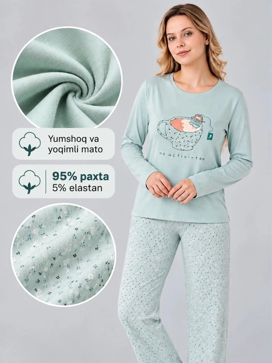 Пижама женская, Турция, хлопок, для дома, M-2XL