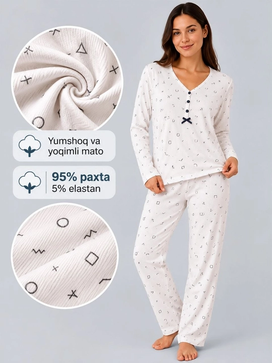 Пижама женская, Турция, хлопок, для дома, M-2XL