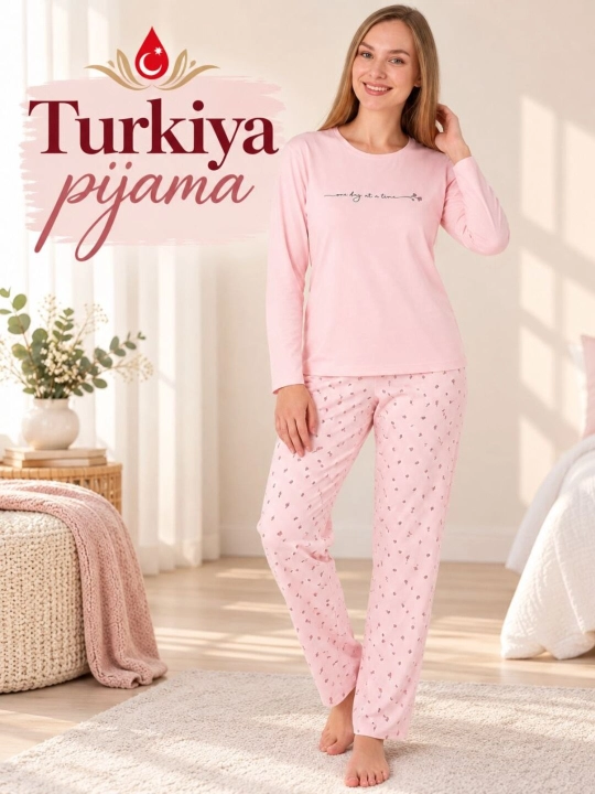 Пижама женская, Турция, хлопок, для дома, M-2XL