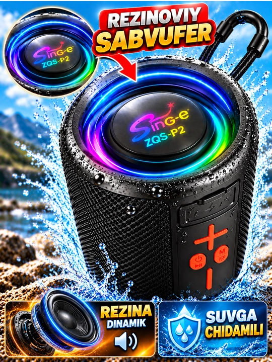REZINALI KARNAY kuchli ovoz, chuqur bas va RGB yorug‘lik bilan jihozlangan kalonka