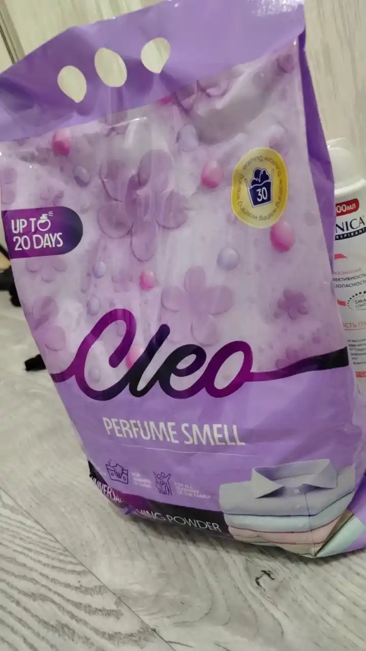 Kir yuvish kukuni CLEO, 1,5-3 kg, konsentrat, 60 martagacha yuvish uchun universal