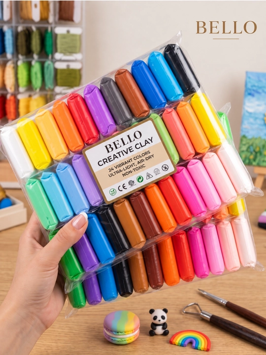 Bolalar uchun havo plastilini, 12 xil rangli to‘plam - 
