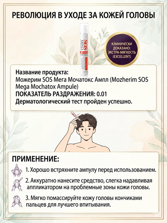 MOJELIM MEGA SOS MONATOX AMPOULE-Ампула от выпадения волос с микроиглами, 15 мл