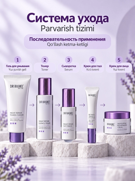 Dr. Rashel retinolli tungi tiklovchi to‘plami, 6 ta mahsulot
