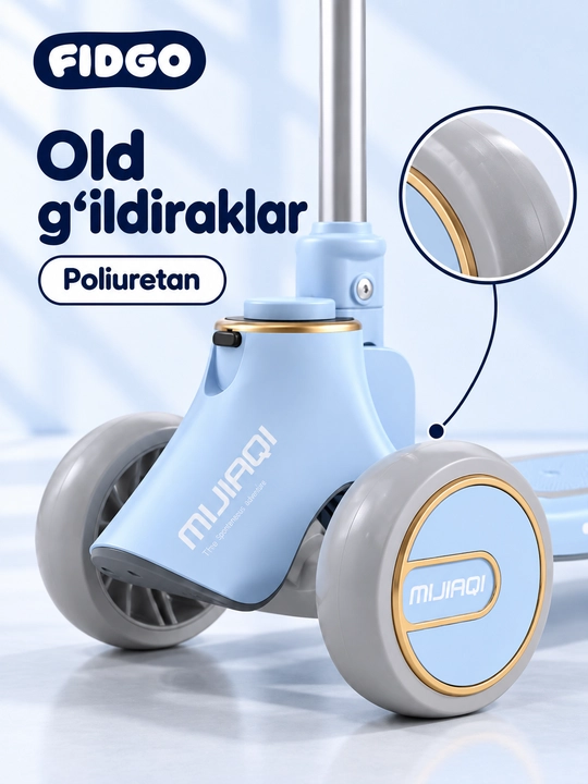 FIDGO bolalar samokati, Bluetooth va buklanadigan rul bilan