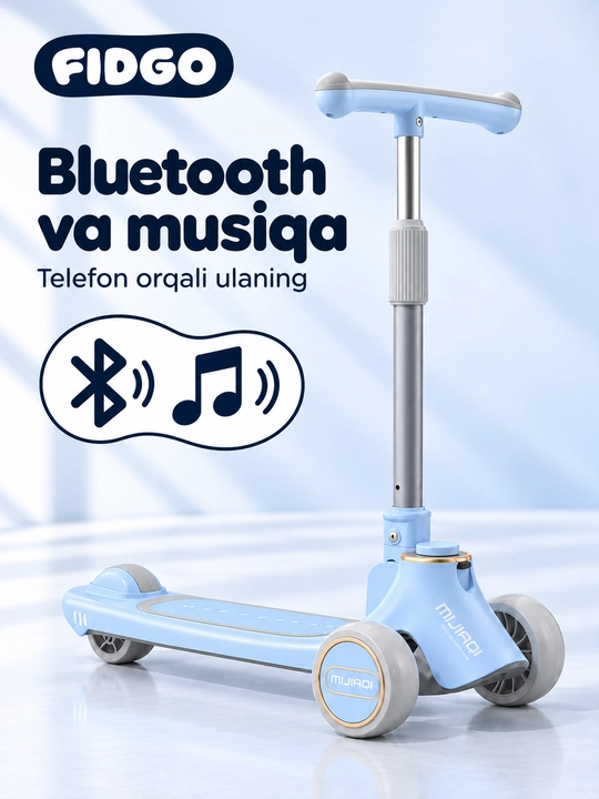FIDGO bolalar samokati, Bluetooth va buklanadigan rul bilan
