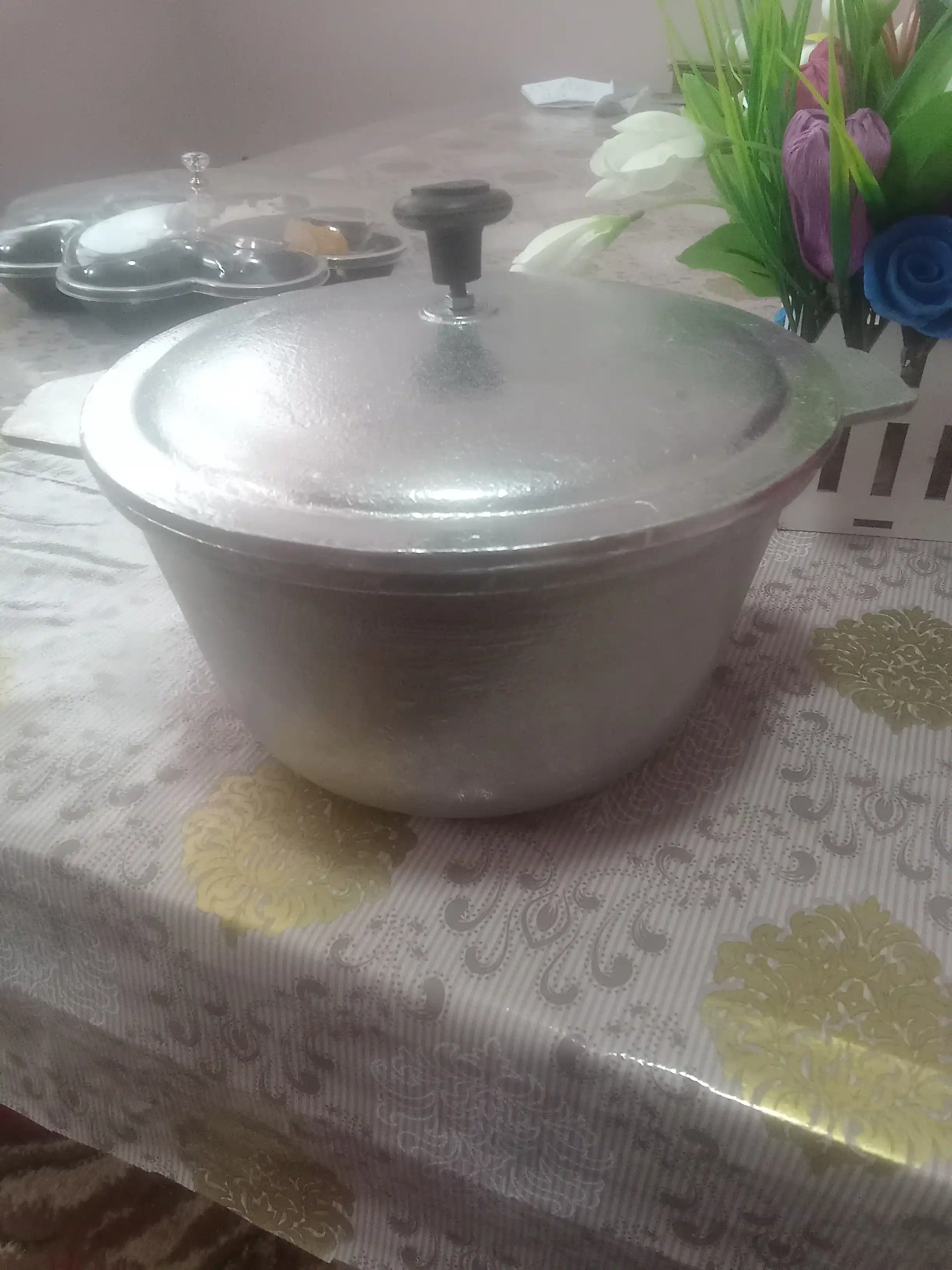 Алюминиевый казанок с крышкой, литой казак для плова и тушения
